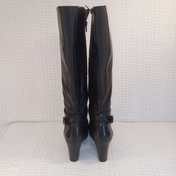 Marc Fisher Kessler Knee High Tall Black Leather Womens Boots Size 10 M Side Zip - Picture 4 of 12